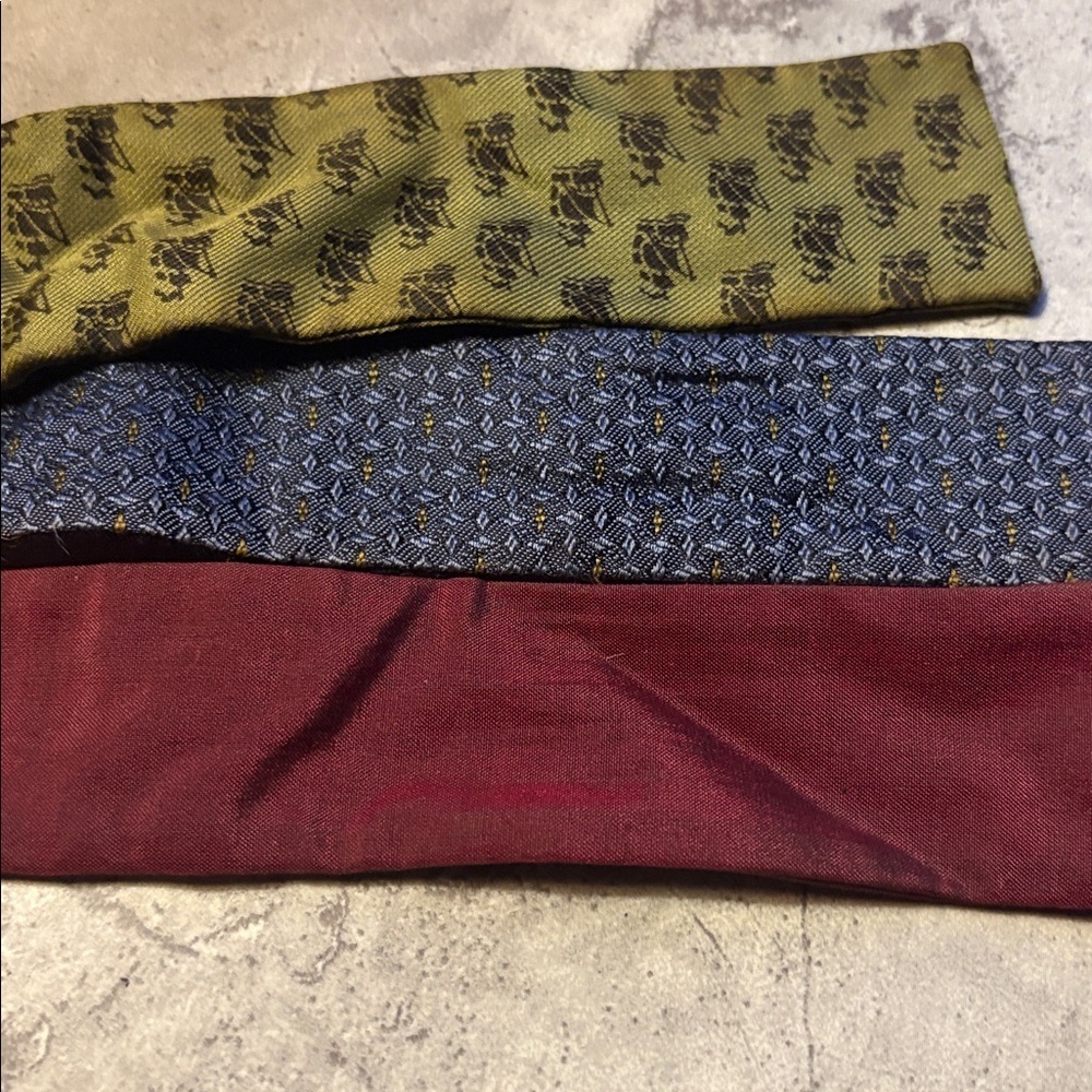 3 Vintage Bow Ties Burgundy/ Blue / Green 14/15 in Neck Menswear